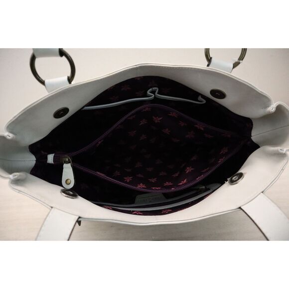 Anuschka Women's Ivory Genuine Leather Tote Handbag Purse - Picture 13 of 16